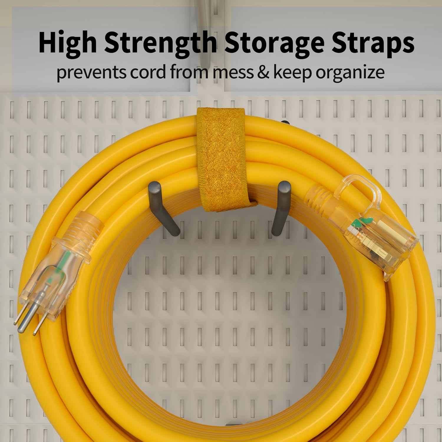 100 ft 12/3 Outdoor Extension Cord Waterproof Heavy Duty with Lighted Indicator End 12 Gauge 3 Prong, Flexible Cold-Resistant Long Power Cord Outside, 15Amp 1875W SJTW Yellow ETL Listed POWGRN - Image 4