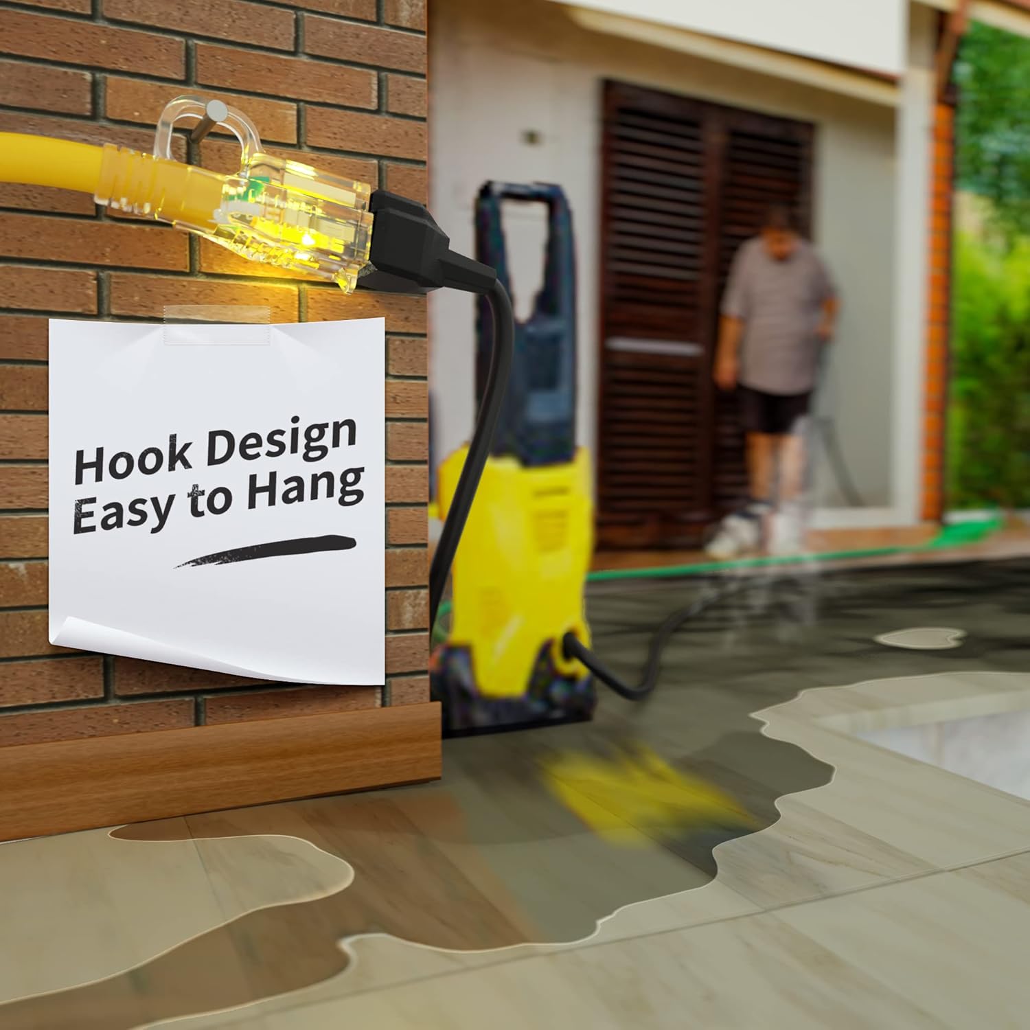 100 ft 12/3 Outdoor Extension Cord Waterproof Heavy Duty with Lighted Indicator End 12 Gauge 3 Prong, Flexible Cold-Resistant Long Power Cord Outside, 15Amp 1875W SJTW Yellow ETL Listed POWGRN - Image 6