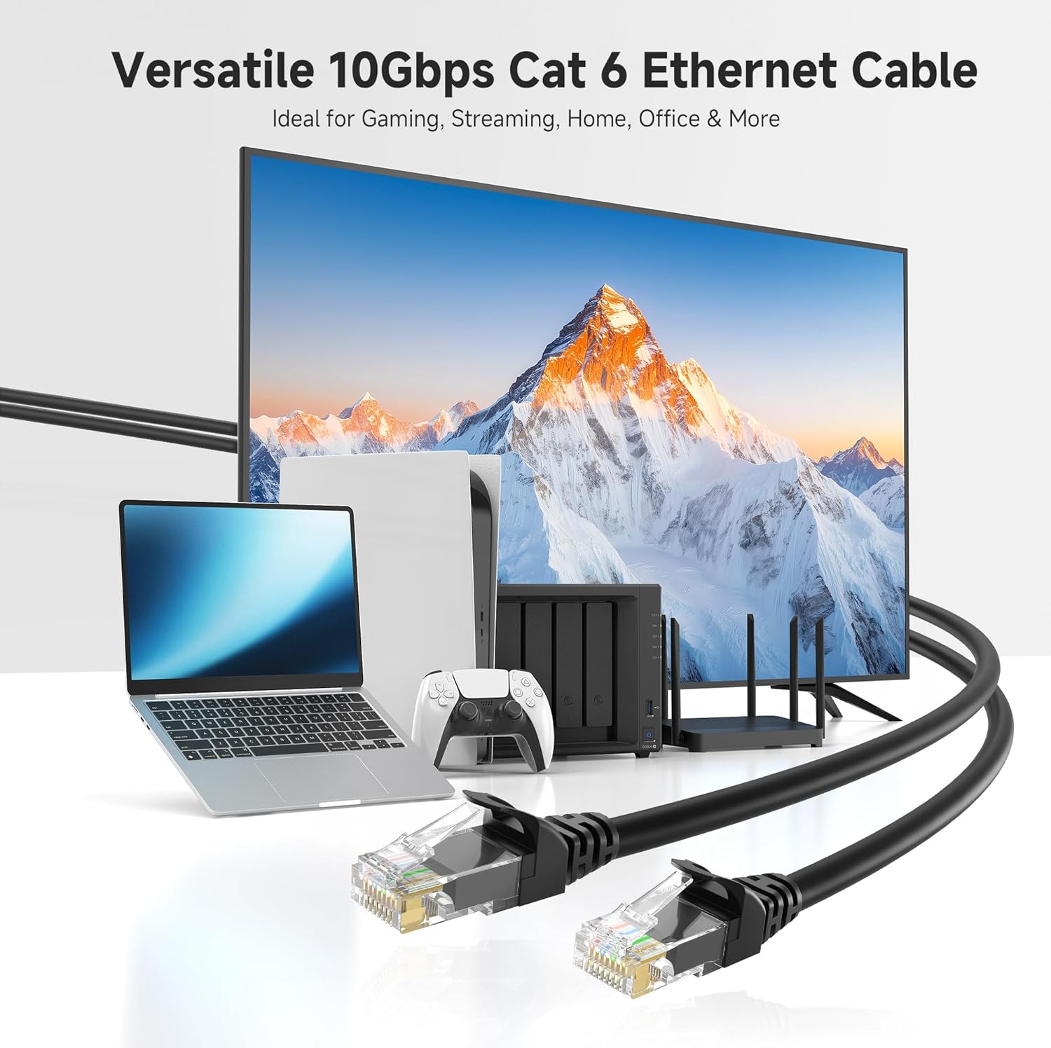 Cable Matters 5-Pack 10Gbps Snagless Short Cat6 Ethernet Cable 2.1m (Cat6 Cable, Cat 6 Cable) in Black 2.1 Meter - Image 2