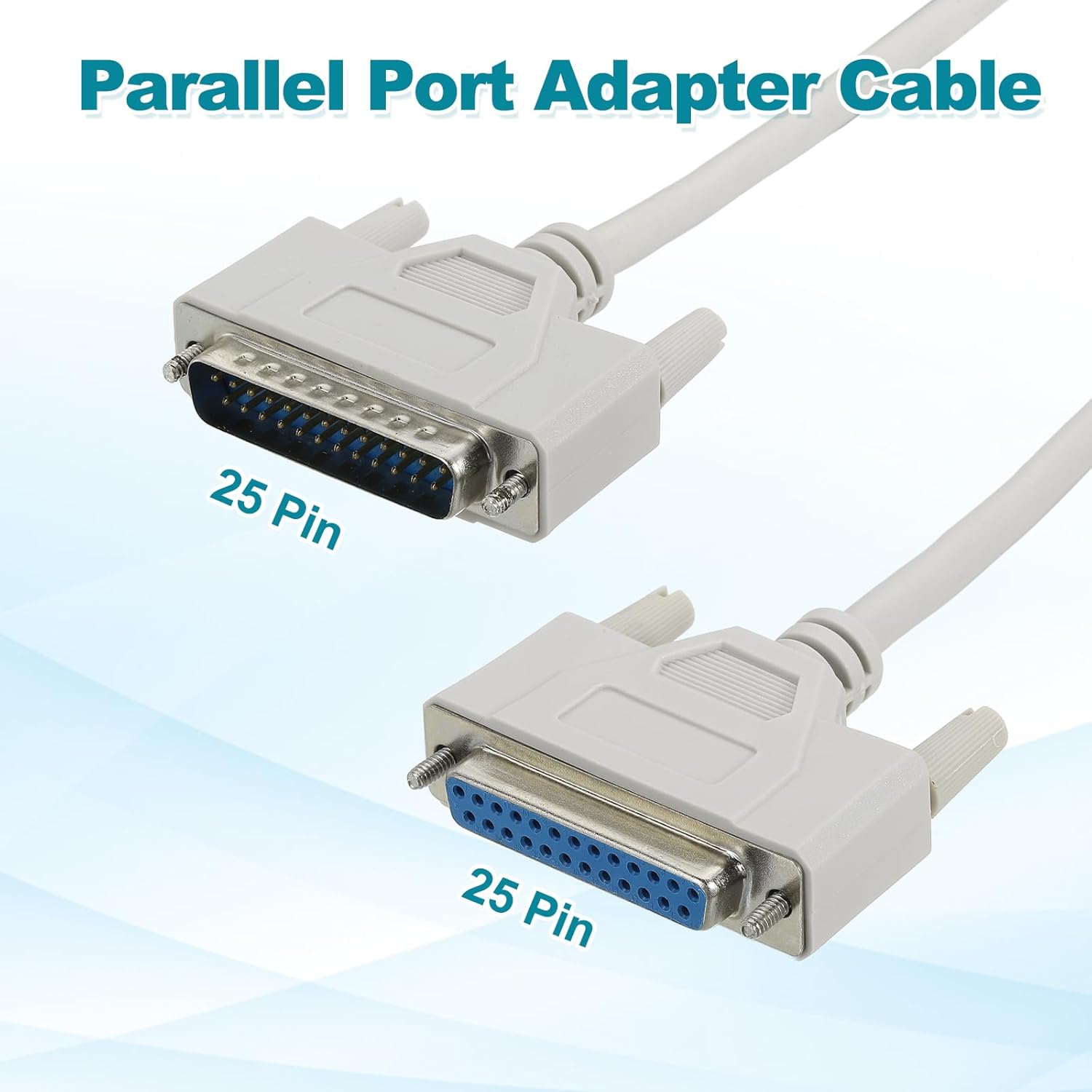 sourcing map DB25 25-Pin Parallel Port Printer Cable, 8.9ft(2.7m) DB25 Male to Female 25 Pin Converter with Nickel-Plated Connectors for Scanners Printers Beige - Image 3
