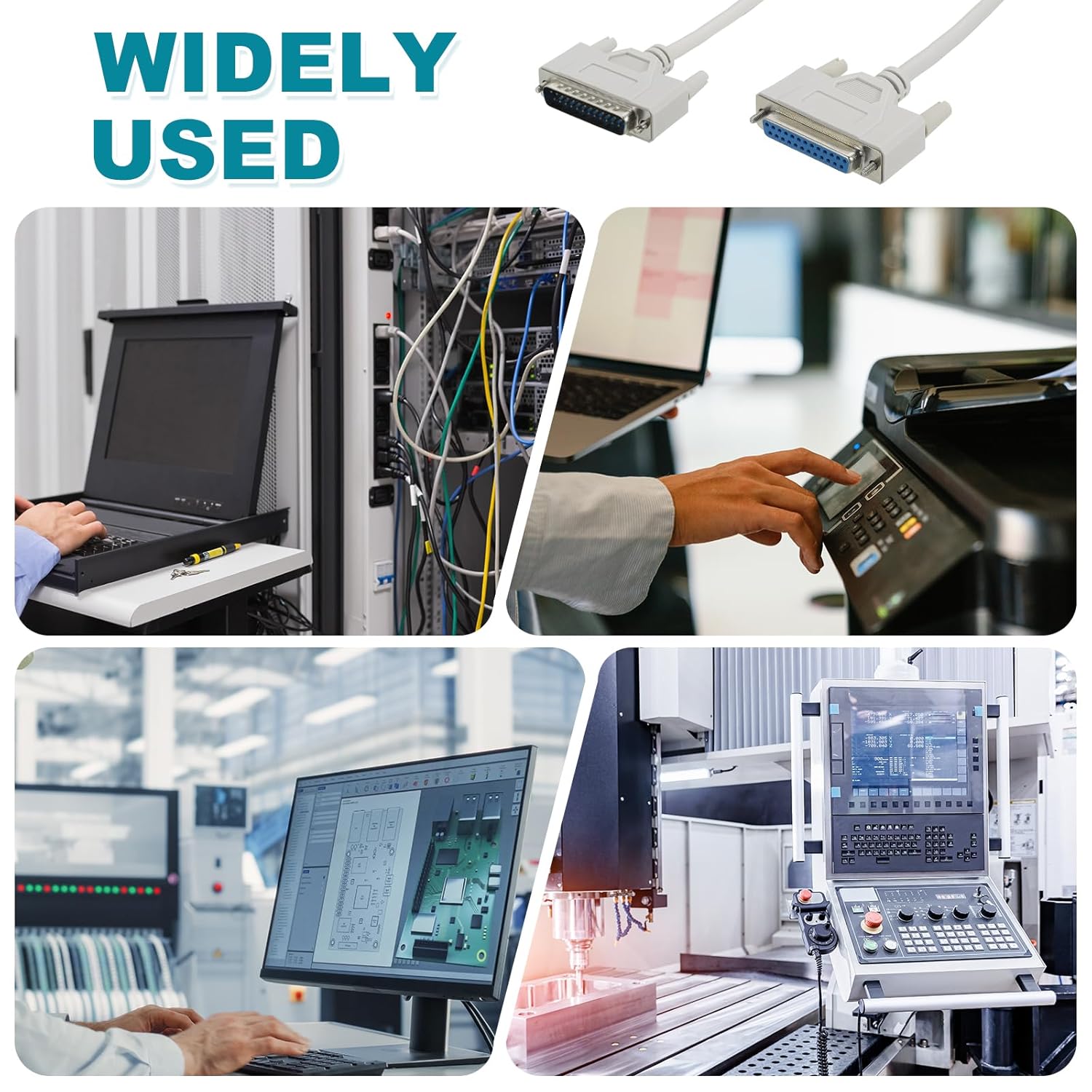 sourcing map DB25 25-Pin Parallel Port Printer Cable, 8.9ft(2.7m) DB25 Male to Female 25 Pin Converter with Nickel-Plated Connectors for Scanners Printers Beige - Image 5