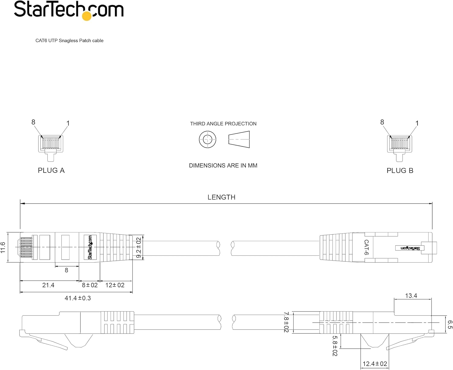 StarTech.com 2m CAT6 Ethernet Cable - Black CAT 6 Gigabit Ethernet Wire -650MHz 100W PoE++ RJ45 UTP Category 6 Network/Patch Cord Snagless w/Strain Relief Fluke Tested UL/TIA Certified (N6PATC2MBK) - Image 6