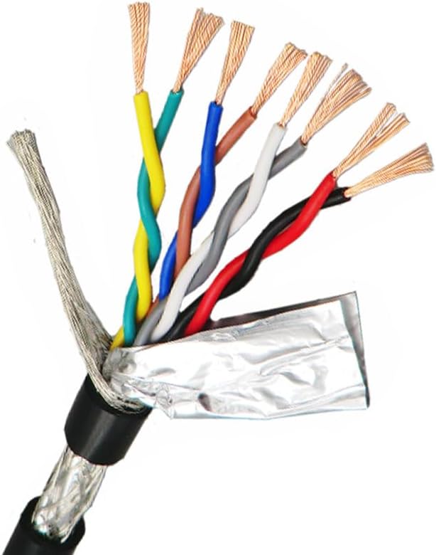 Shielded Wire Twisted Pair Cable 0.5mm² 4,6,8 Core With Pure Oxygen Free Copper Double Shield 485 Signal Control Wire 20AWG (Color : 5m, Size : 8-core 0.5mm2)
