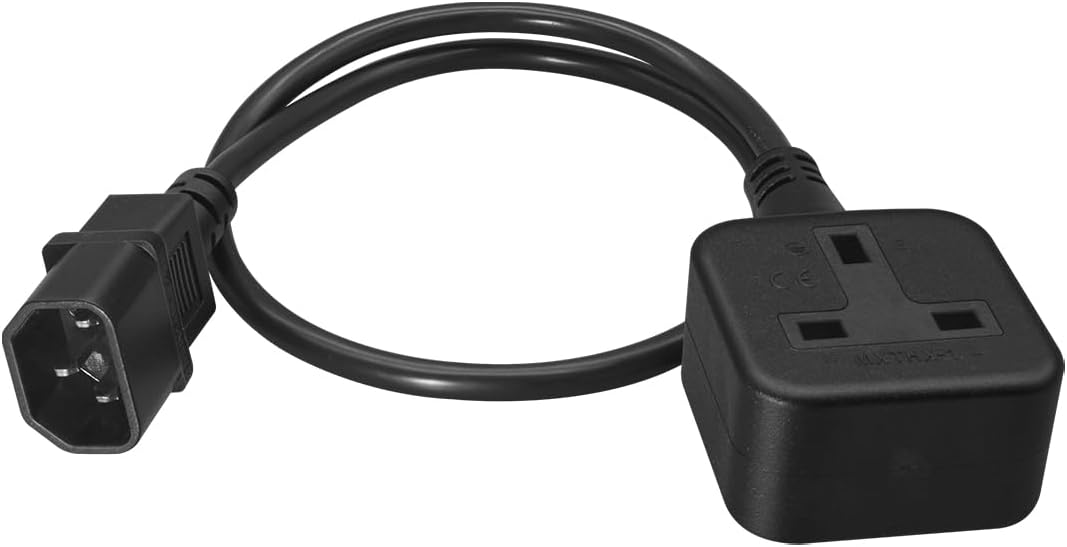 0.6m/1.96ft UK Power Adaptor Cord,IEC320 C14 Male Plug to UK 3Pin Female Socket Power Adapter Cable For PDU UPS (1.96FT)