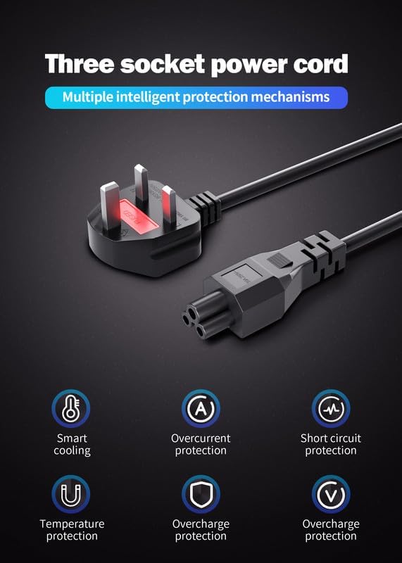 CYD 10FT Long Printer Power Cord, 3 Prong Mickey Mouse AC Power Cord Compatible with Epson Printer WF-2830, WF 7840, WF 4740, WF 4830, WF 2850, ET 4750 Power Cable (IEC320 C5 to NEMA 5-15P), 1Pack - Image 9