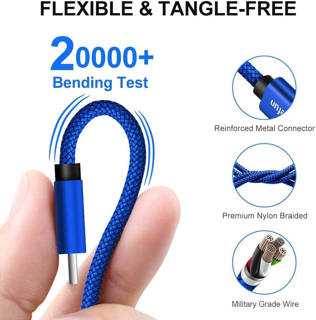 CLEEFUN 5m/16ft Extra Long USB C Cable, Durable USB-A to Type-C Fast Charging Nylon Charger Cord for Samsung Galaxy Note 20 10 + S20 S10 S9 S8 S21, Pixel,Switch,and More USB-C SmartPhones, Tablet - Image 5
