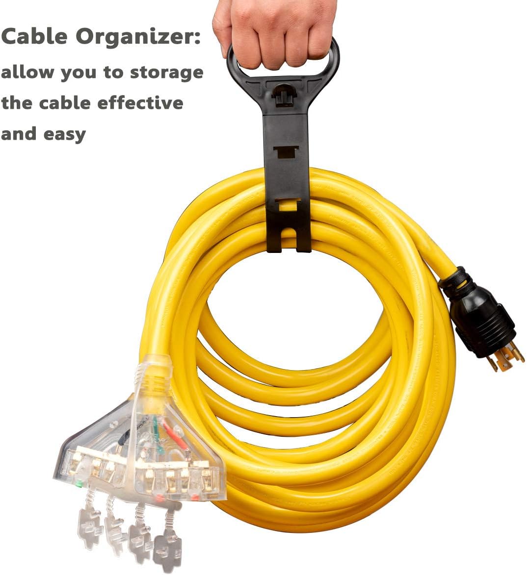 25 Feet Heavy Duty Generator Extension Cord,Generator Locking Cord,NEMA L14-30P/Four 5-20R, 4 Prong 10 Gauge Flexible Generator Cable,Generator Power Cord, 125/250V 30Amp 7500 Watts UL Listed - Image 4