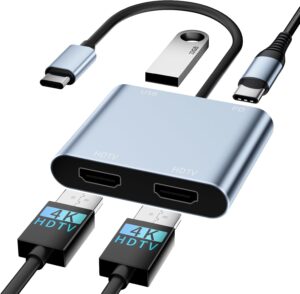 USB C to Dual HDMI Adapter, 4 in 1 ...