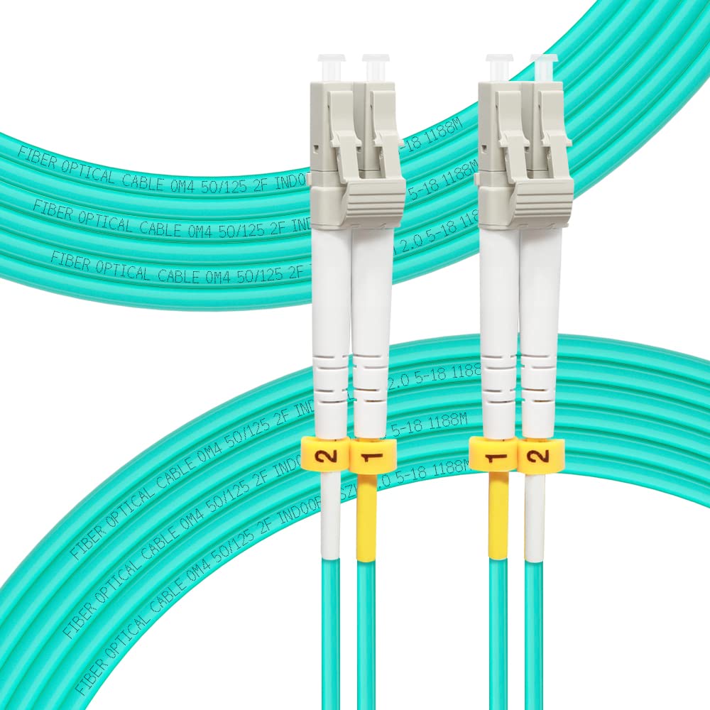 10m/33ft OM4 LC to LC Fiber Patch Cable | Length Options: 0.5m-100m, 40GB/100GB Duplex, 50/125um Multimode Fiber Optic Cable Cord LSZH 10Meter(33ft)