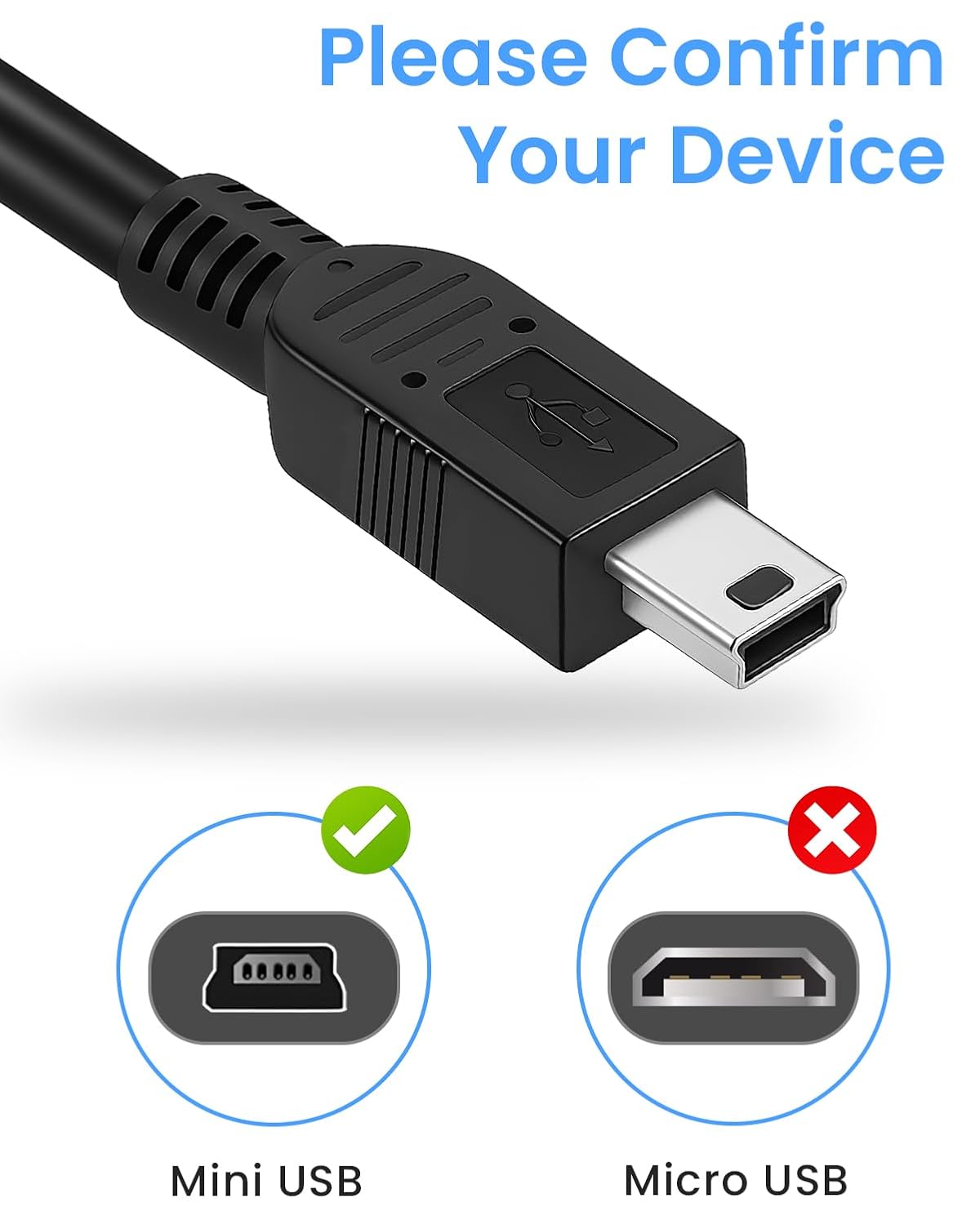 2m Mini USB Cable Type A Male to Mini Male Data Transfer Cable Fast Charging Cables for Blue Yeti Dash Cam PS3 Controller Hero 2/3/4 DAC MP3/4 Player Camera Scanner Sat Nav, Black - Image 6