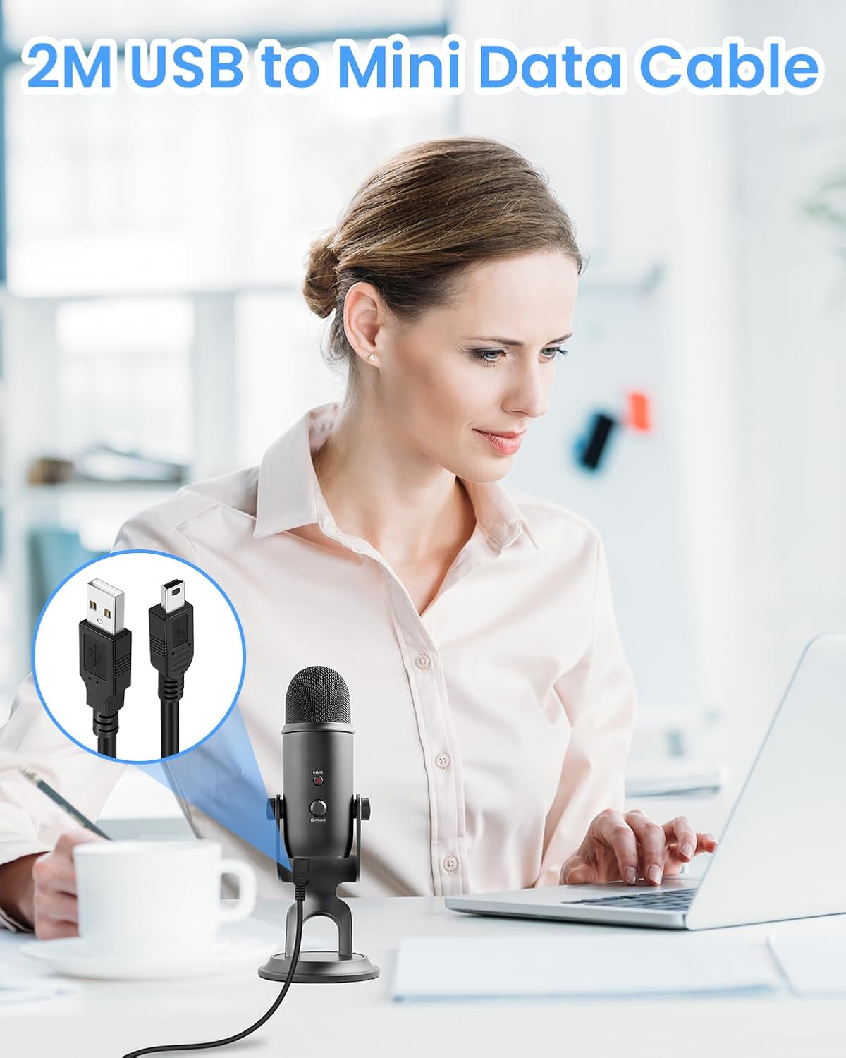 2m Mini USB Cable Type A Male to Mini Male Data Transfer Cable Fast Charging Cables for Blue Yeti Dash Cam PS3 Controller Hero 2/3/4 DAC MP3/4 Player Camera Scanner Sat Nav, Black - Image 5