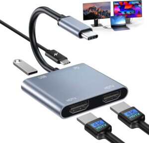 USB C to Dual HDMI Adapter, 4 in 1 ...