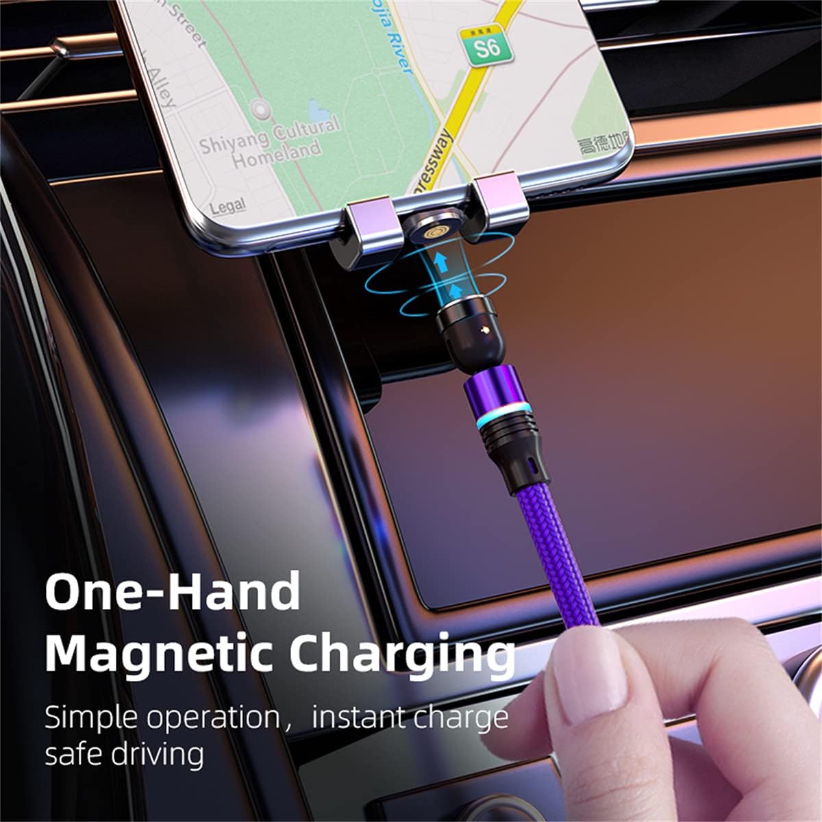 Magnetic Charging Cable 3A Fast Charging & Data Synchronization 1M/2M Magnet USB Cable 360°+180° Rotation 3 in 1 Magnetic Phone Charger Cable for Android Micro USB Type C/USB C Smartphones - Image 6