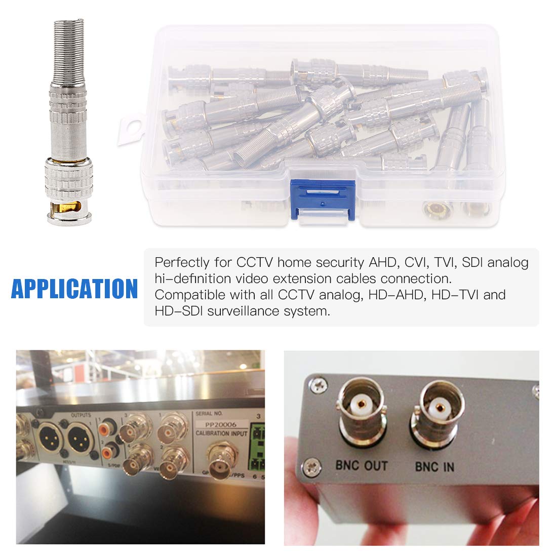 GLARKS 15 Pack BNC Male Coaxial Connectors RG59 RG6 Coaxial Terminal Gold-Plated Screw On Brass Adapter for CCTV Home Security Surveillance Camera RG59 RG6 Video Transmission Coax cables - Image 7