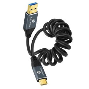 Coiled USB to USB C Cable, 10Gbps U...