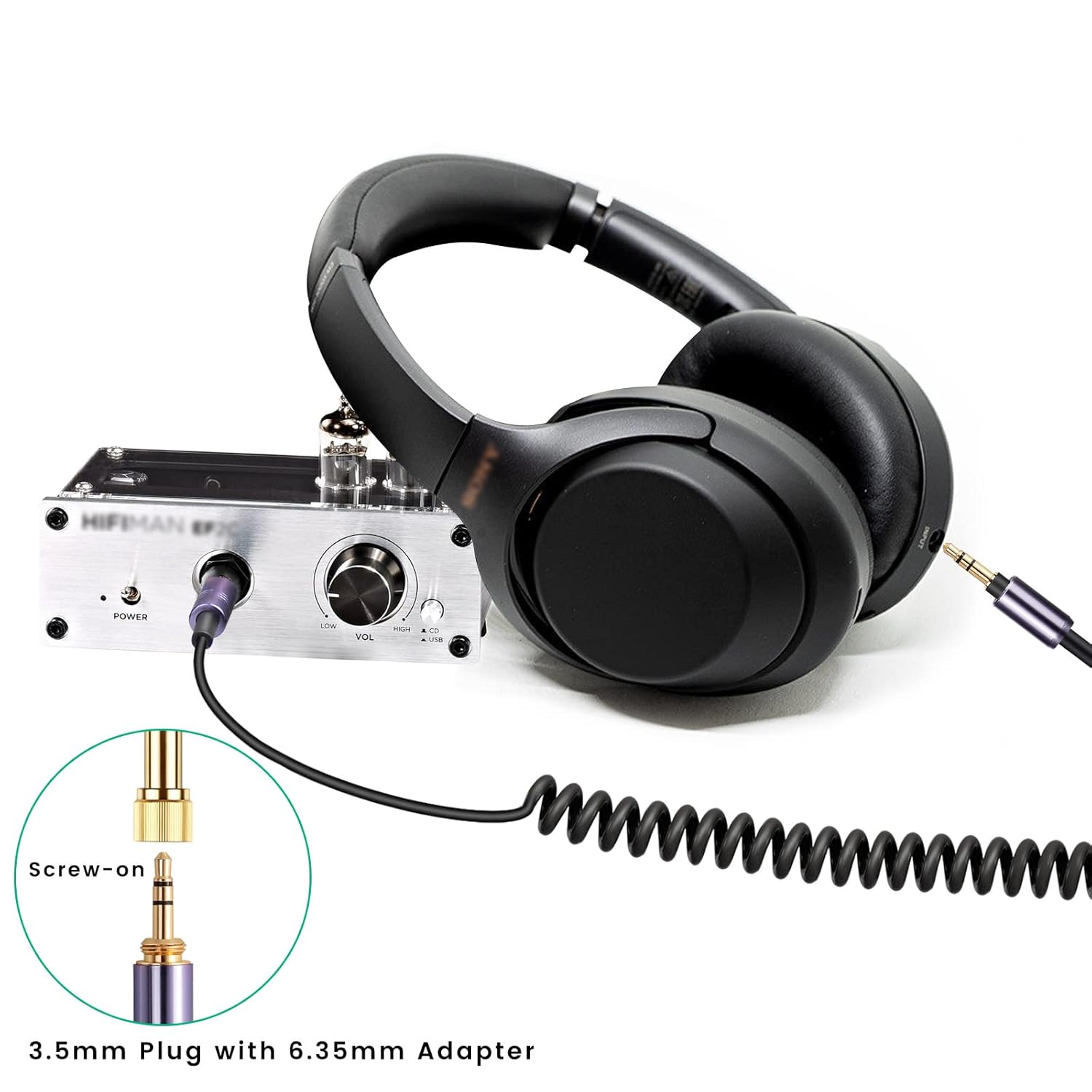 WH-1000XM3 Coiled Audio Cable Replacement for Sony WH-1000XM4, WH-1000XM2 Headsets, 1/8” Extension Cord with 1/4” Adapter Works on PS5 PS4 PC Smartphone Xbox One, 4ft to 14ft - Image 5