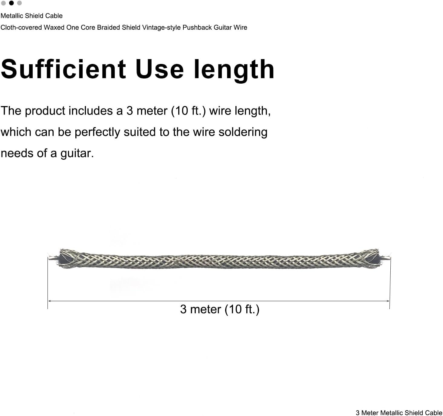 MAXCHEER 10ft Metallic Shield Cable Cloth-Covered Waxed One Core Braided Shield Vintage-Style Pushback Guitar Wire - Image 2