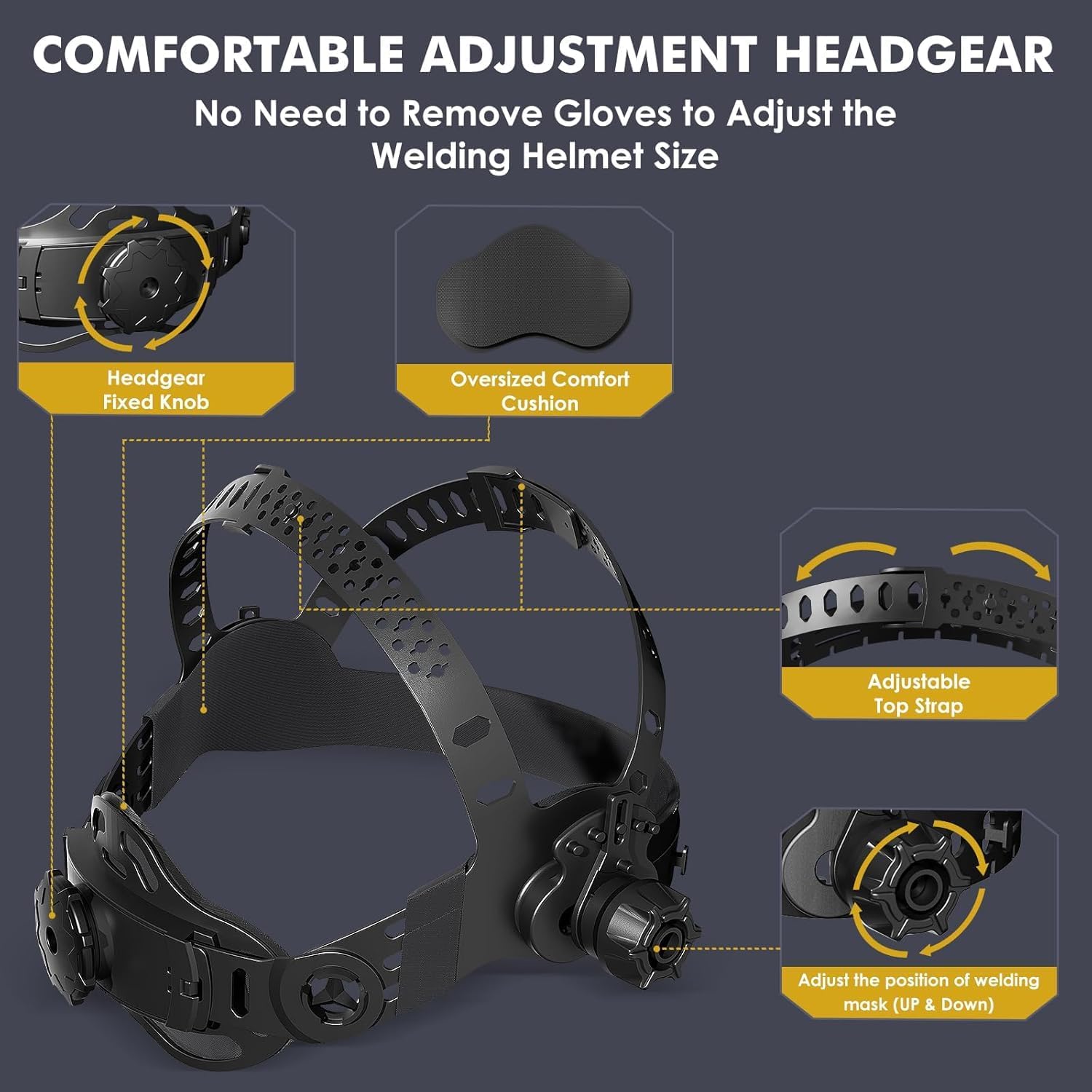 Welding Helmet Auto Darkening True Color Large Viewing, Welding Hood Solar/Rechargeable Battery Powered, Wide Shade 4/5-13 with 4 Arc Sensor, Optical Clarity Welder Mask for TIG MIG Stick - Image 4