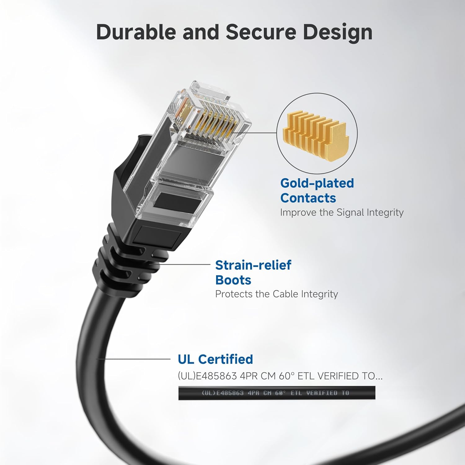 Cable Matters 5-Pack 10Gbps Snagless Short Cat6 Ethernet Cable 2.1m (Cat6 Cable, Cat 6 Cable) in Black 2.1 Meter - Image 4