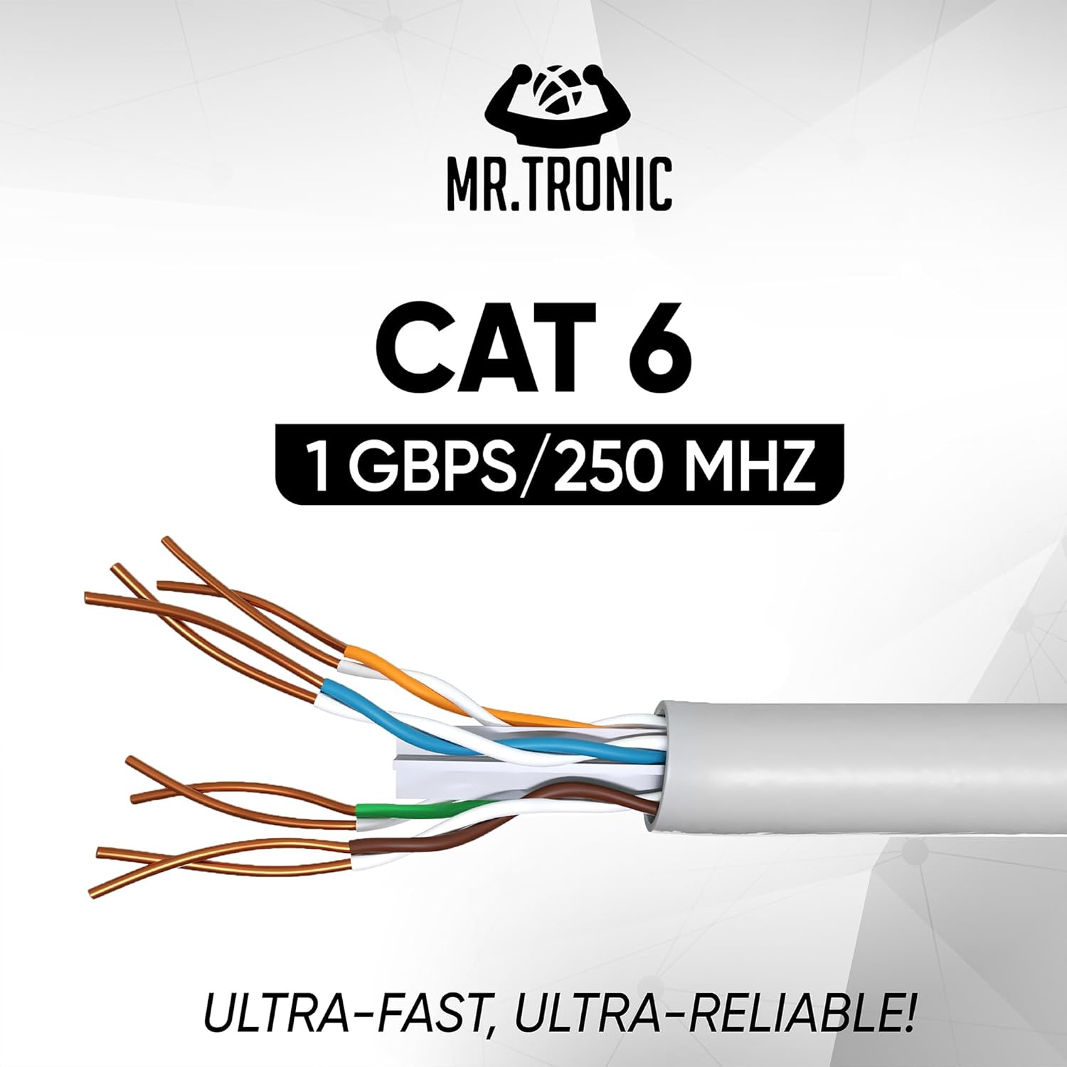 Mr. Tronic Bulk Cat 6 Ethernet Cable 305m, High Speed LAN Ethernet Network Cable, 305m Bulk Cat6 Internet 1 Gbps, 250 MHz, ADSL AWG24, UTP CCA (305 Meters, Grey) - Image 3