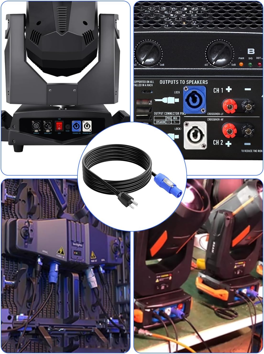PNGKNYOCN 3-Prong NEMA 5-15p to PowerCON Power Cable,16AWG 20A 125V Heavy-duty AC Power Connection Cable for Stage Lighting, LED Screen, and Professional Audio Visual Power Supply(2M/6.6FT) - Image 6