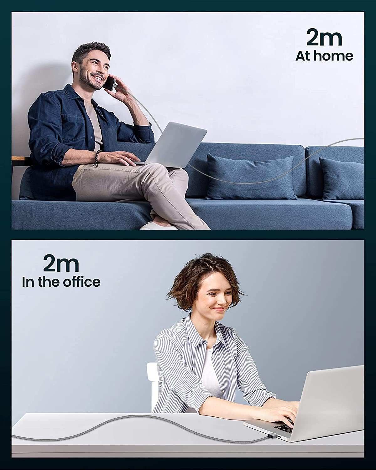 Yosou USB C Charger Cable 2M 2Pack USB A to USB C Type C Charger Fast Charging 3A Lead Braided for Samsung Galaxy S22 S21 S20,Pixel 8 7 6,PS5,Switch - Image 8