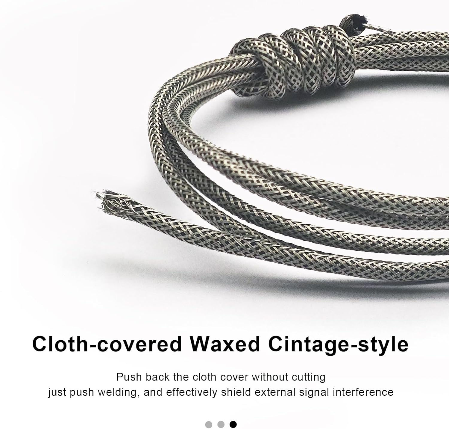 MAXCHEER 10ft Metallic Shield Cable Cloth-Covered Waxed One Core Braided Shield Vintage-Style Pushback Guitar Wire - Image 4