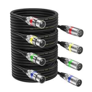 5M XLR Cables 4 Packs,XLR Male to F...