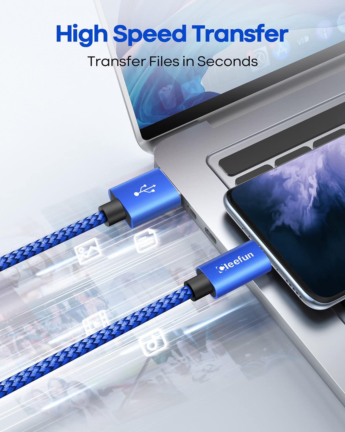 CLEEFUN 5m/16ft Extra Long USB C Cable, Durable USB-A to Type-C Fast Charging Nylon Charger Cord for Samsung Galaxy Note 20 10 + S20 S10 S9 S8 S21, Pixel,Switch,and More USB-C SmartPhones, Tablet - Image 4
