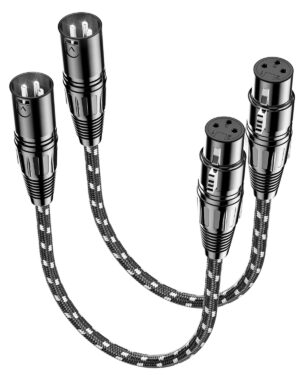 XLR Cables 0.3m / 1ft 2 Pack, Nylon...