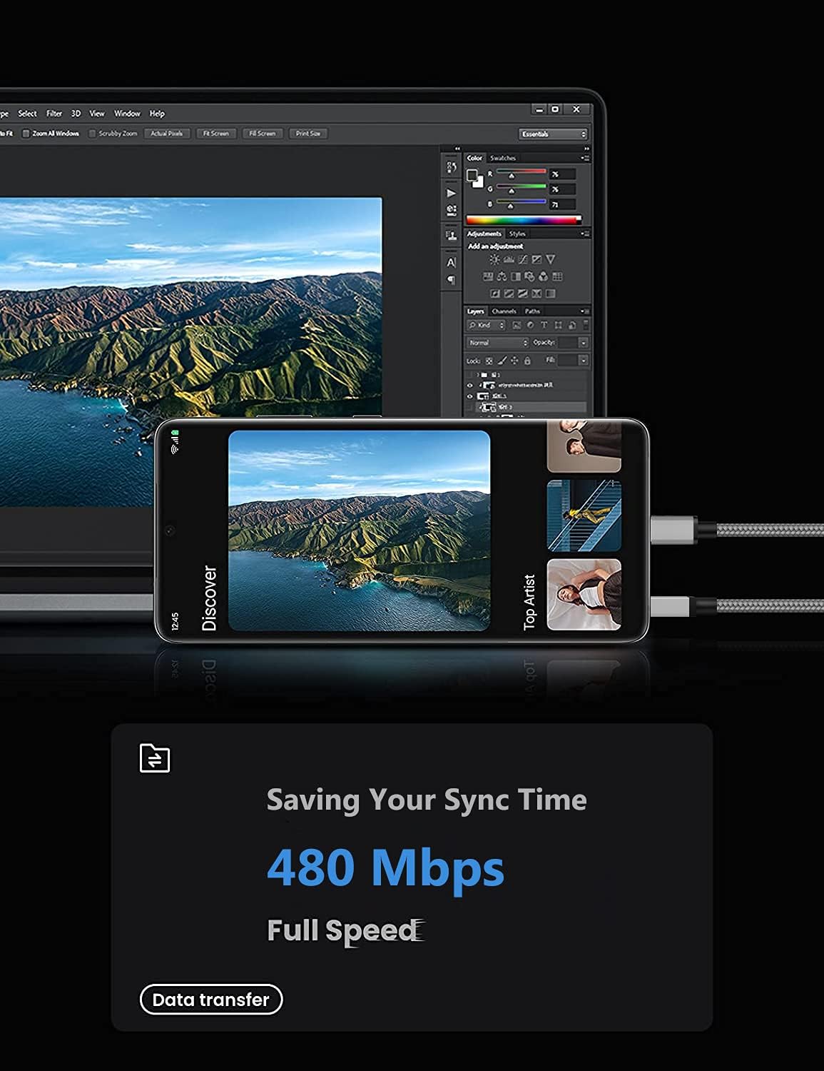 Yosou USB C Charger Cable 2M 2Pack USB A to USB C Type C Charger Fast Charging 3A Lead Braided for Samsung Galaxy S22 S21 S20,Pixel 8 7 6,PS5,Switch - Image 5