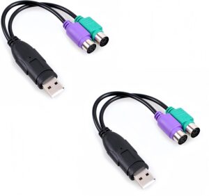 2 Pack PS2 to USB Adapter, PS/2 Key...