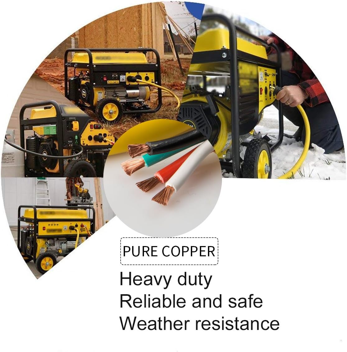 25 Feet Heavy Duty Generator Extension Cord,Generator Locking Cord,NEMA L14-30P/Four 5-20R, 4 Prong 10 Gauge Flexible Generator Cable,Generator Power Cord, 125/250V 30Amp 7500 Watts UL Listed - Image 5