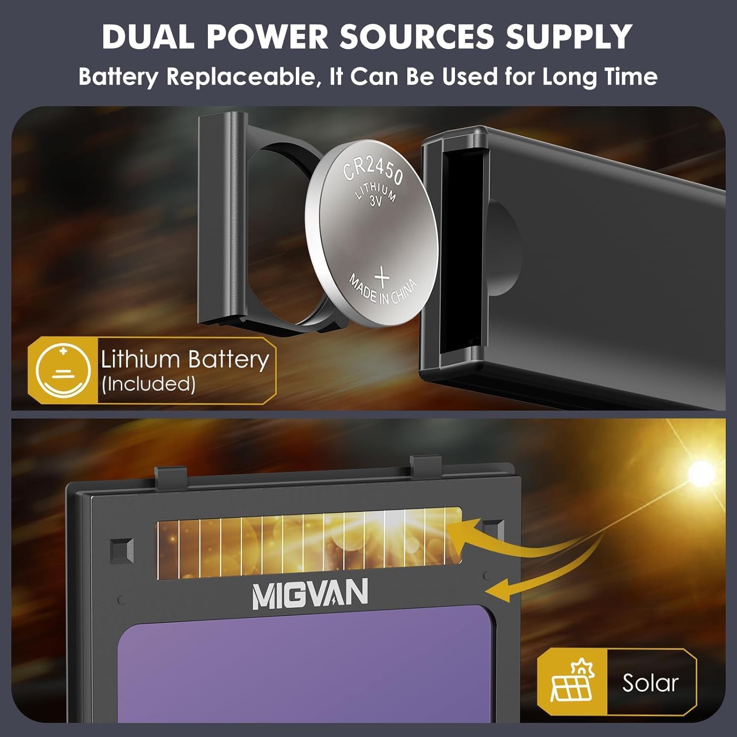 Welding Helmet Auto Darkening True Color Large Viewing, Welding Hood Solar/Rechargeable Battery Powered, Wide Shade 4/5-13 with 4 Arc Sensor, Optical Clarity Welder Mask for TIG MIG Stick - Image 3