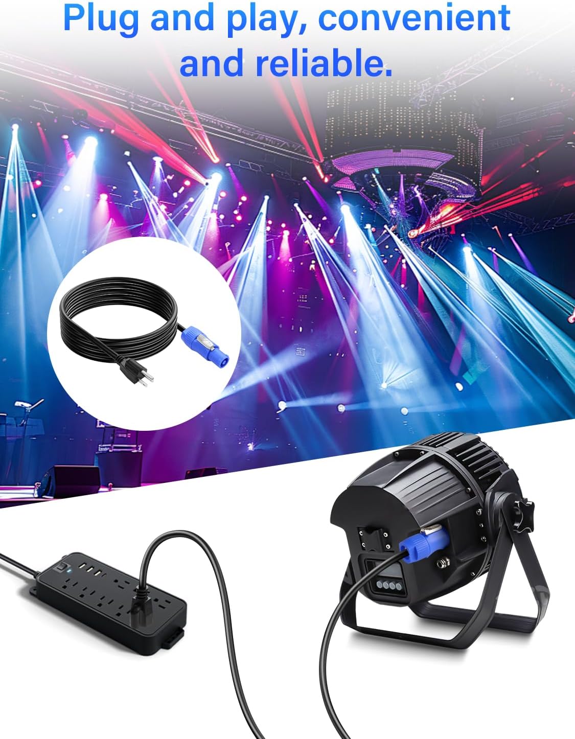 PNGKNYOCN 3-Prong NEMA 5-15p to PowerCON Power Cable,16AWG 20A 125V Heavy-duty AC Power Connection Cable for Stage Lighting, LED Screen, and Professional Audio Visual Power Supply(2M/6.6FT) - Image 4