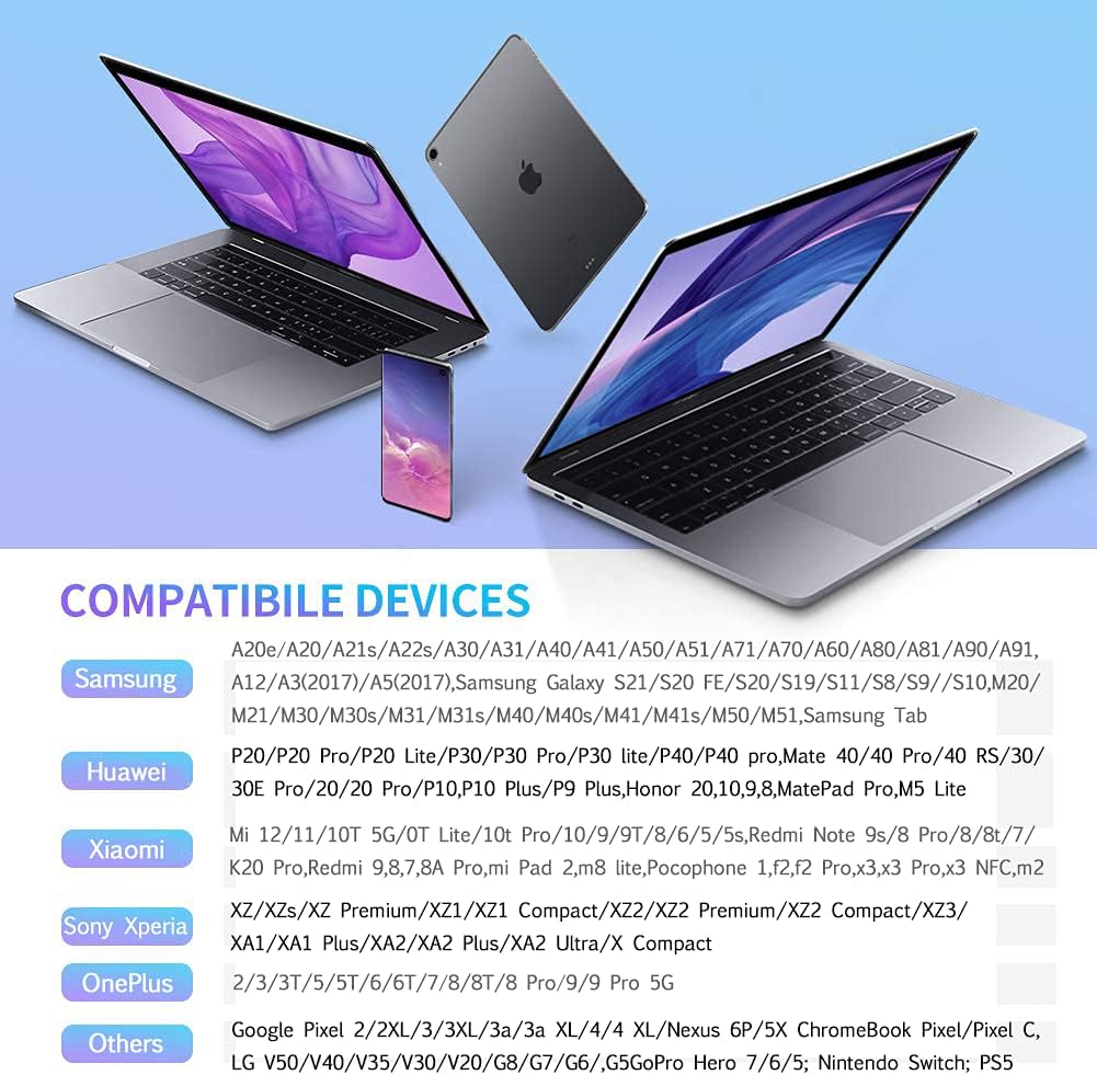 Yosou USB C Charger Cable 2M 2Pack USB A to USB C Type C Charger Fast Charging 3A Lead Braided for Samsung Galaxy S22 S21 S20,Pixel 8 7 6,PS5,Switch - Image 3