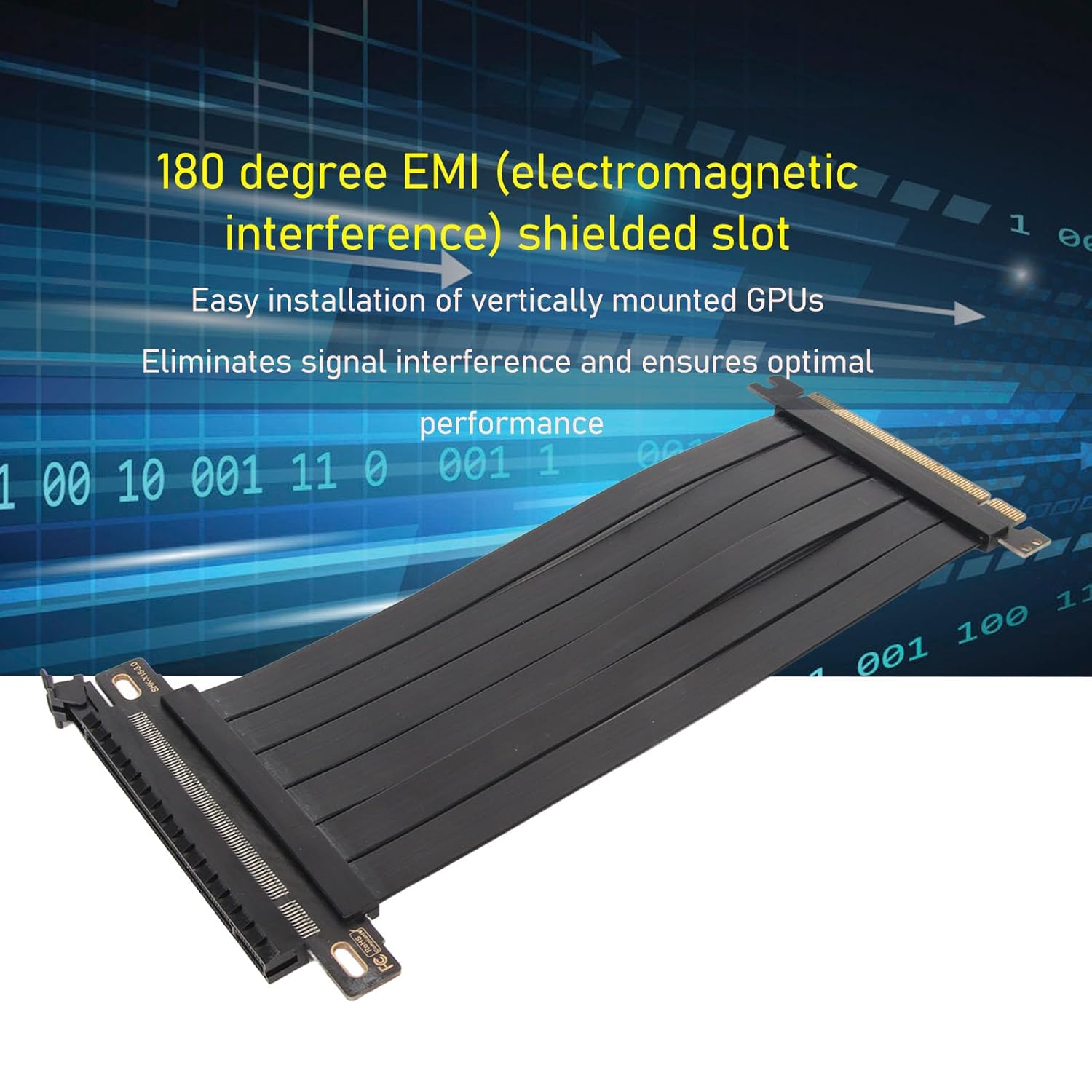 180 Degree EMI Shielded PCIE 3.0 X16 Cable, High Frequency PCB Design, Easy Plug and Play Use, Compatible with All Graphics Devices (40cm) - Image 3