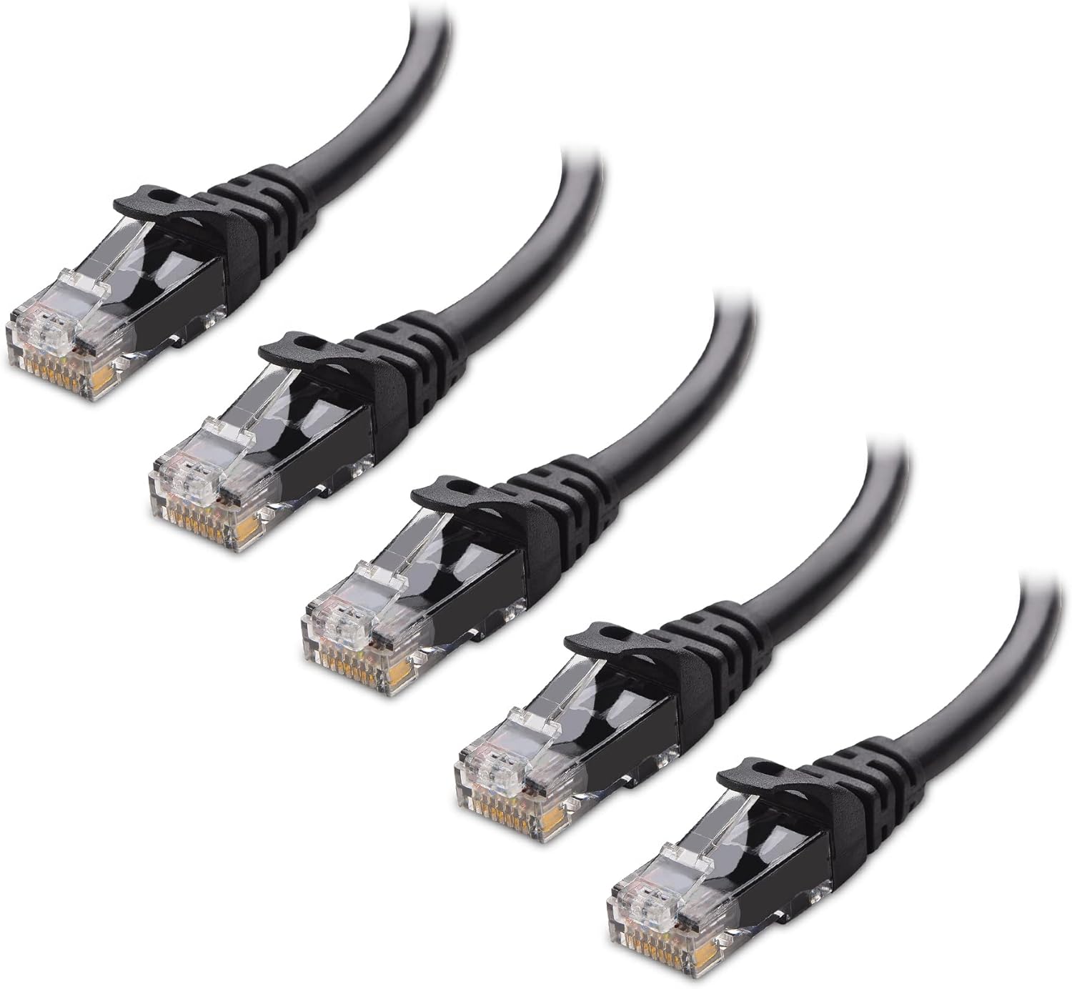 Cable Matters 5-Pack 10Gbps Snagless Short Cat6 Ethernet Cable 2.1m (Cat6 Cable, Cat 6 Cable) in Black 2.1 Meter