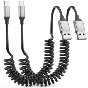 Coiled USB C Cable Short, 2 Pack Ca...