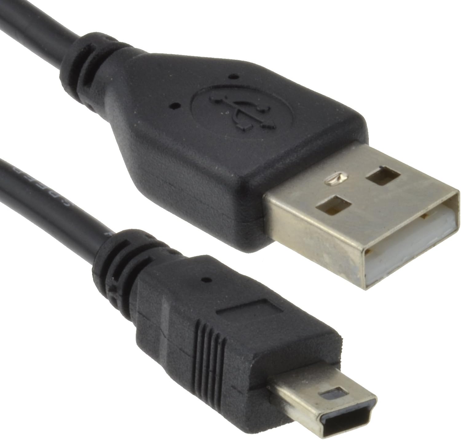 kenable - USB 2.0 24AWG Hi-Speed A to Mini-B 5 Pin Cable | Power & Data Transfer | Compatible with Digital Cameras | Shielded for Durability, Black, 2m