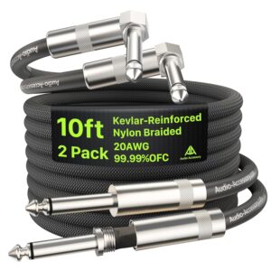 Right Angle Guitar Cable 3m 2 Pack,...