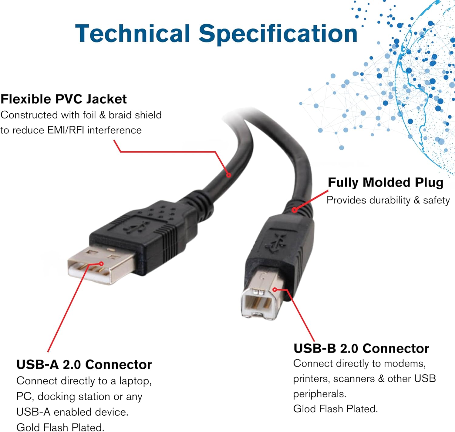 C2g 1m USB Printer