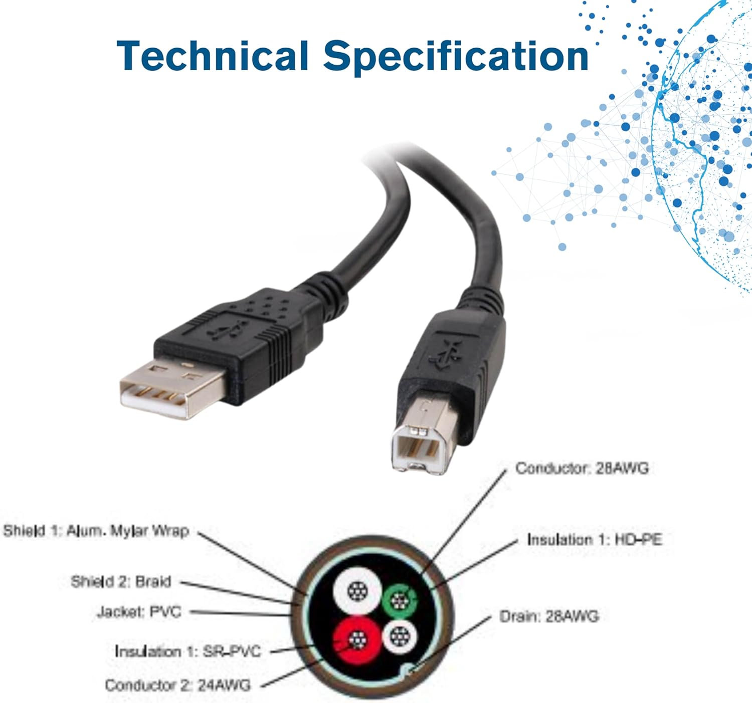 C2g 1m USB Printer