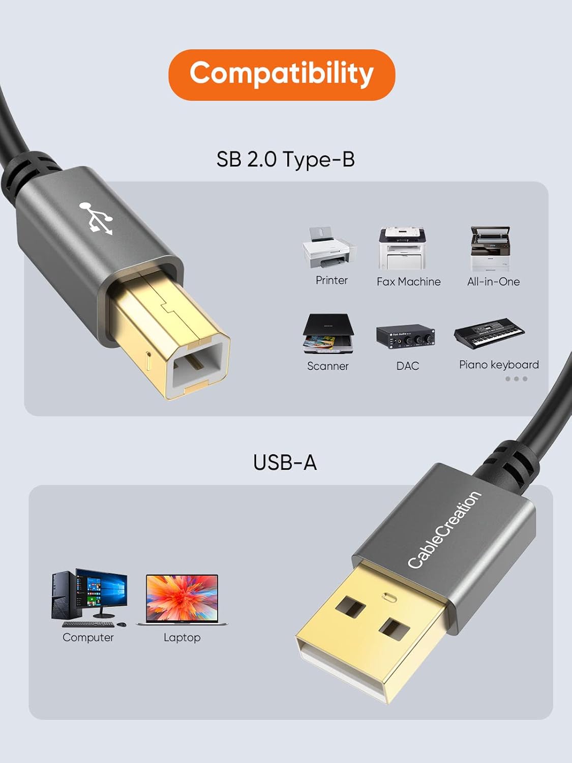 Cablecreation USB Printer Cable