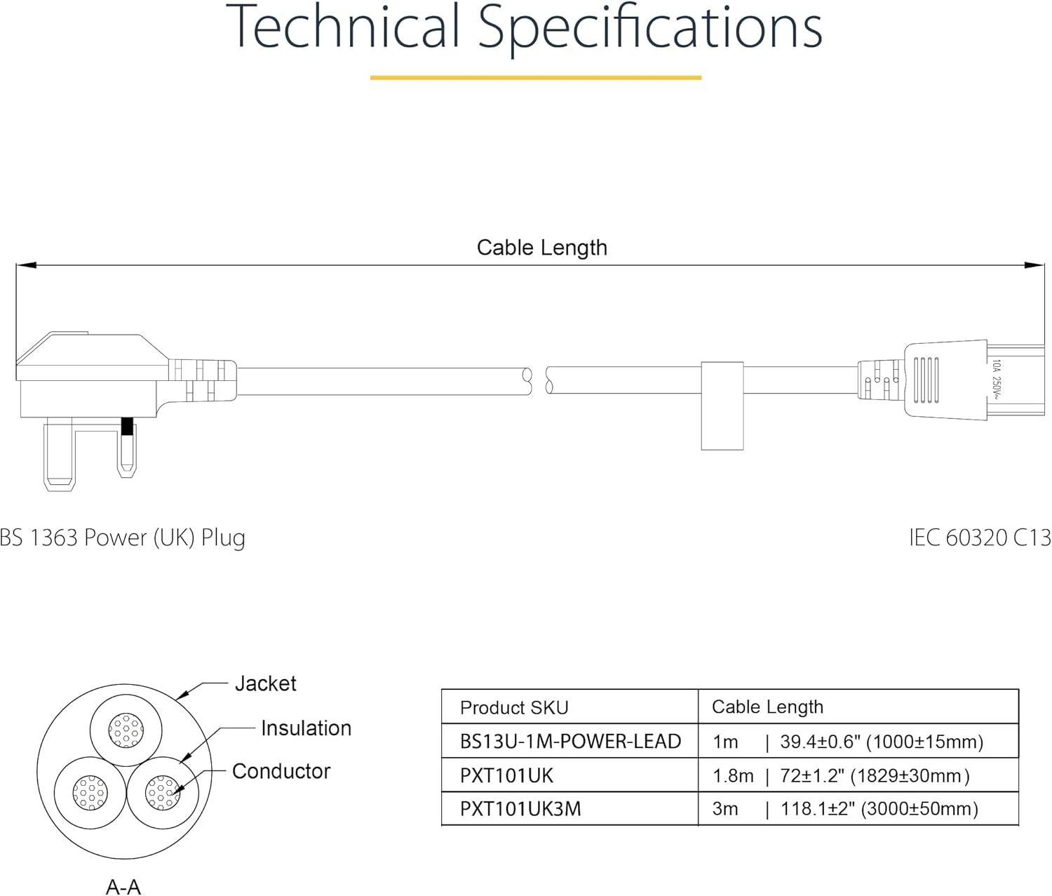 Startech Com Power Cable
