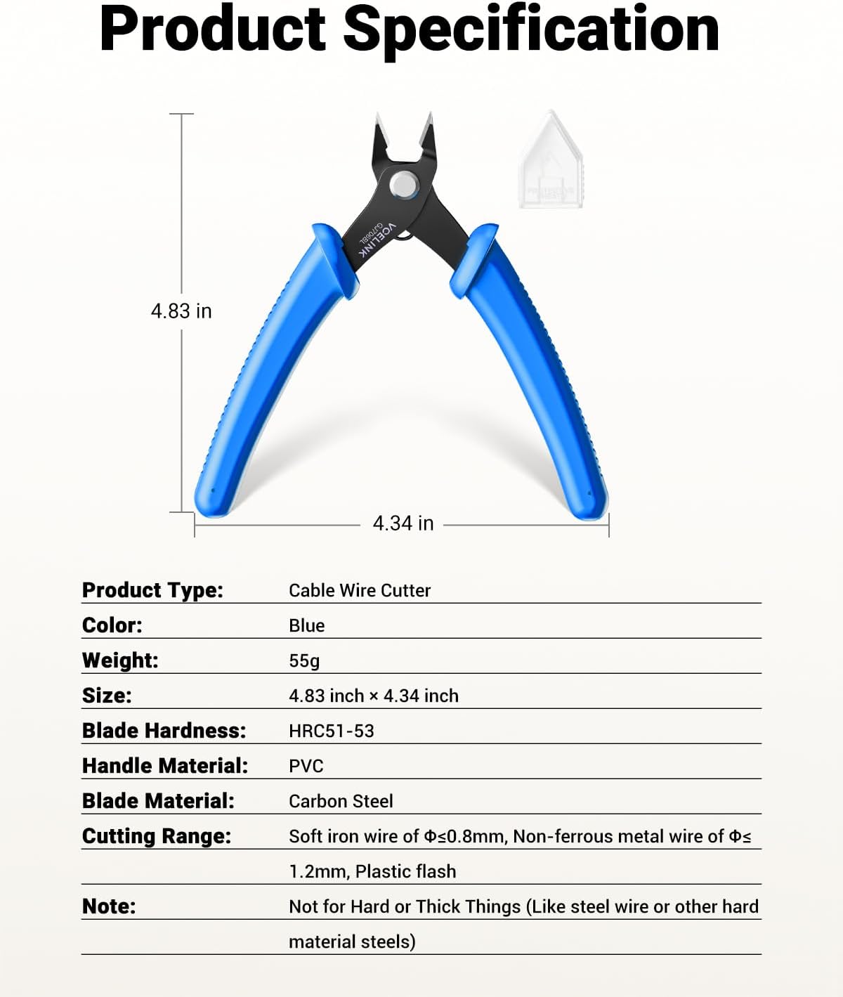 VCELINK Side Wire Cutters Precision Flush Cutters Small Cable Snips Diagonal Pliers Ideal for Electronic Industry Repair, Jewelry Processing, DIY Model Making 129mm Blue - Image 7