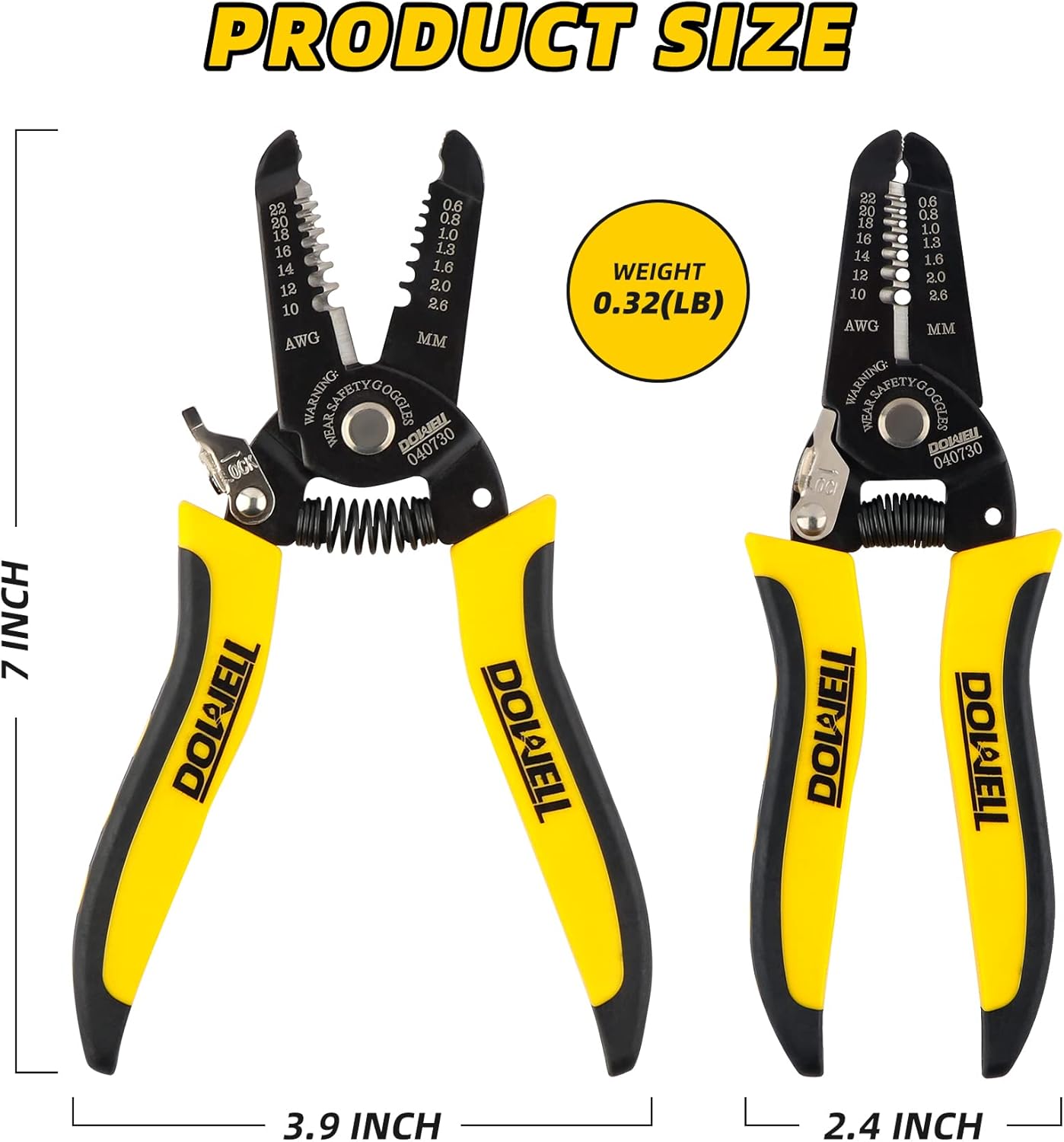 DOWELL 10-22 AWG Wire Stripper Cutter Wire Stripping Tool And Multi-Function Hand Tool,Professional Handle Design And Refined Craftsmanship. - Image 2