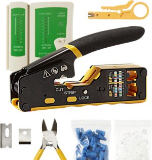 RJ45 Crimp Tool Kit Pass Through 3-...