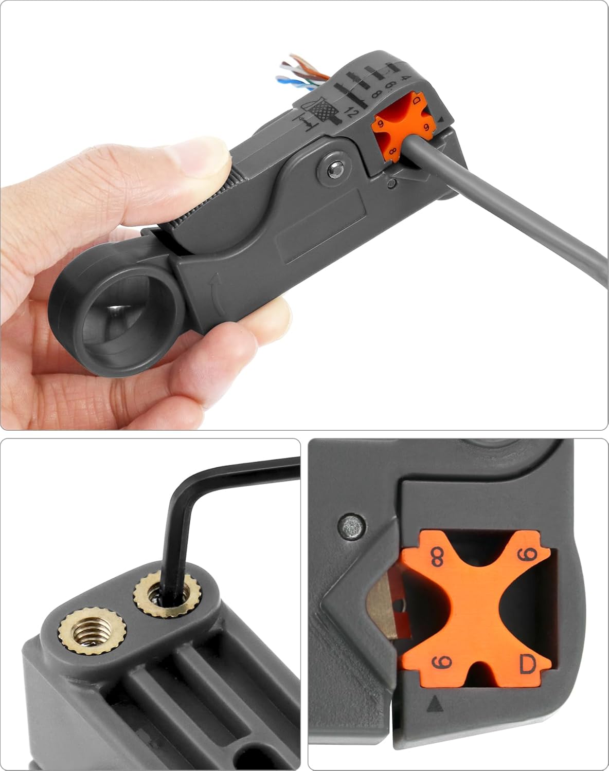 QWORK® 22PCS Coax Cable Crimping Tool Set with Stripper & F Connector Compression Tool for RG6 & TV Cables - Image 3