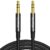 TechRise Aux Cable 3.5mm to 3.5mm Audio Cable 2m,Headphone Cable, Nylon Braided Stereo Jack for Headphones, iPod, iPhone, iPad, Car, Soundbar, TV, PC, Speaker – Superior Sound TRS Cord (Black, 2M)